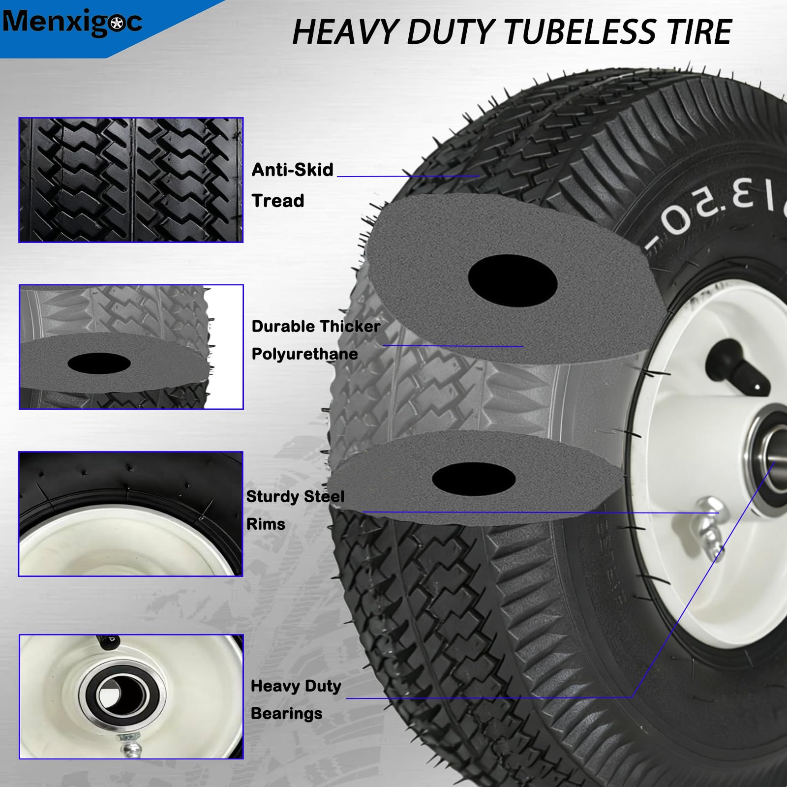 105-3471 Front Wheel & Tire Assembly – 4.10/3.50-4 Tubeless Lawn